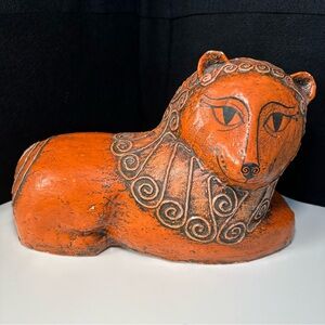 Gemma Taccogna Signed Orange Papier-Mâché Cat - Collectible Mid-Century Art